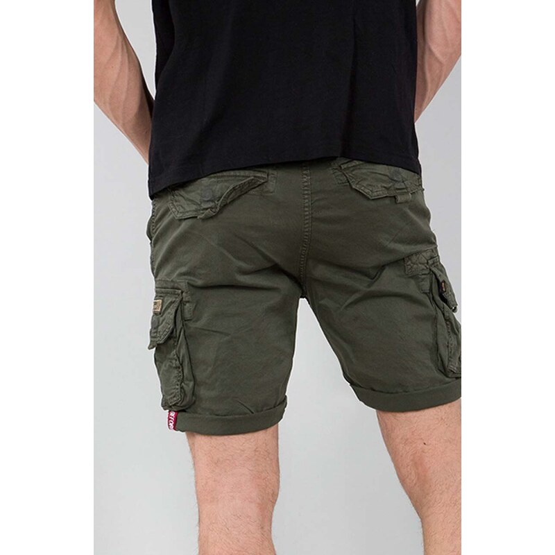 Bavlněné šortky Alpha Industries zelená barva, 176203.142-green