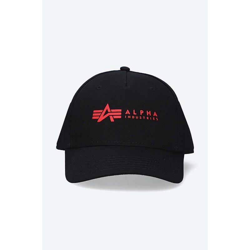 Bavlněná baseballová čepice Alpha Industries černá barva, s aplikací, 126912.94-black