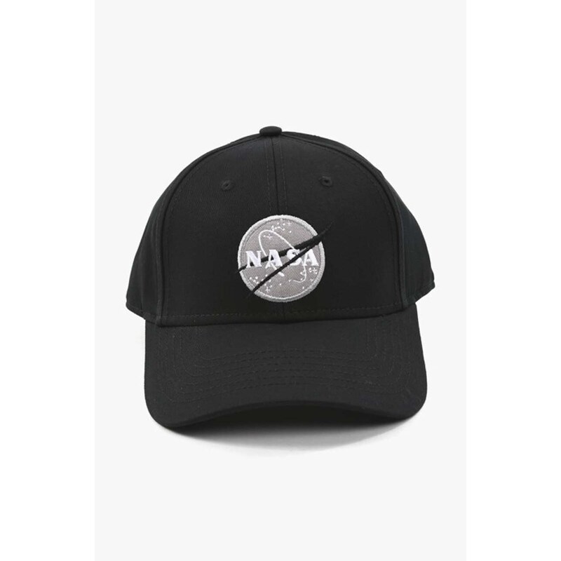 Bavlněná baseballová čepice Alpha Industries Nasa Cap černá barva, s aplikací, 186903.03-black