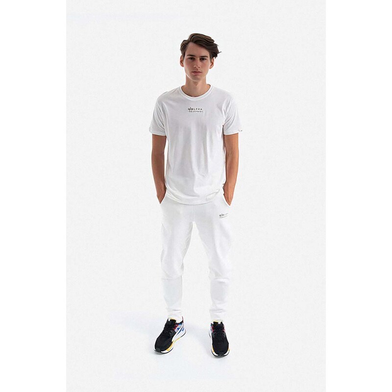 Bavlněné tričko Alpha Industries bílá barva, s potiskem, 118529.626-white