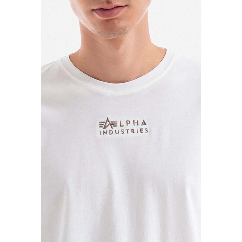 Bavlněné tričko Alpha Industries bílá barva, s potiskem, 118529.626-white