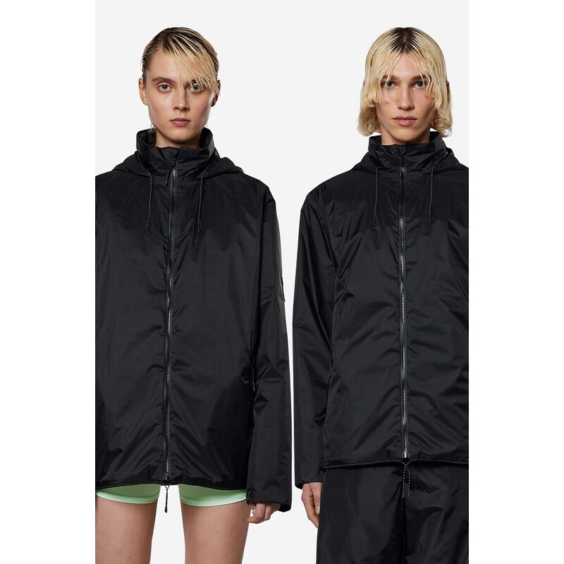 Bunda Rains Fuse Jacket dámská, černá barva, přechodná, oversize, 15400-BLACK.