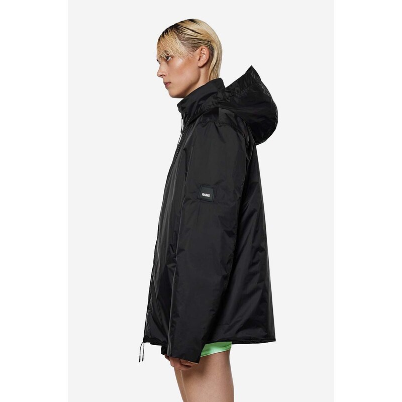 Bunda Rains Fuse Jacket dámská, černá barva, přechodná, oversize, 15400-BLACK.