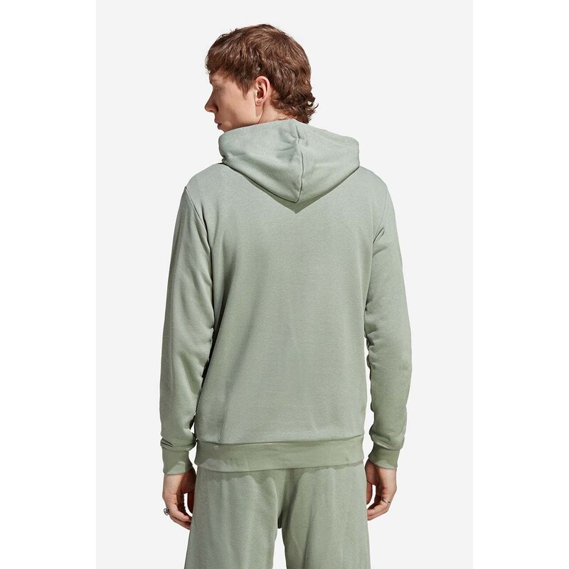 Mikina adidas Originals Ess+ Hoody H pánská, zelená barva, s kapucí, hladká, HR2962-green