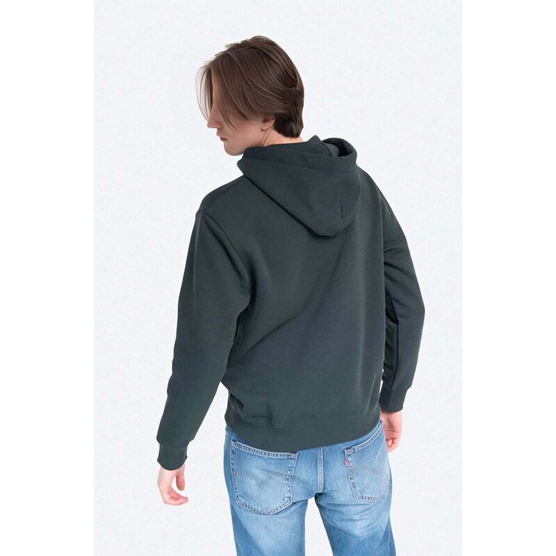 Mikina Alpha Industries Basic Hoody pánská, zelená barva, s kapucí, s potiskem, 178312.353