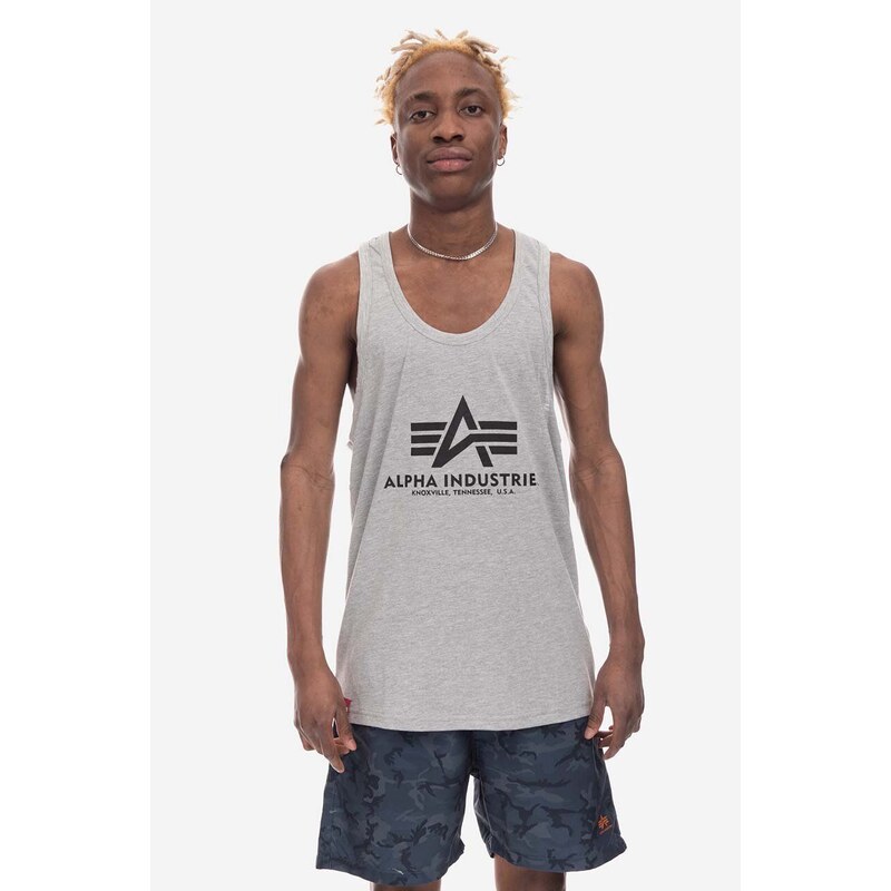 Bavlněné tričko Alpha Industries Basic Tank BB šedá barva, 116513.17-grey