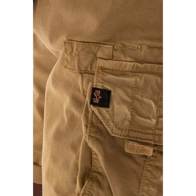Bavlněné šortky Alpha Industries Crew Short béžová barva, 176203.14-cream