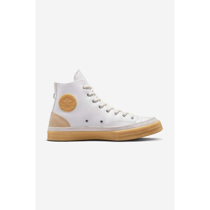 Kožené kecky Converse Chuck 70 Premium Craft pánské, bílá barva, A03085C-WHITE