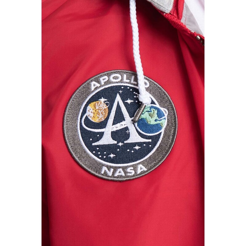 Bomber bunda Alpha Industries MA-1 Zip Hood Apollo 136106 665 červená barva, přechodná