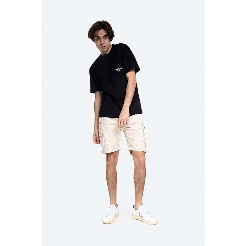 Bavlněné šortky Alpha Industries Crew Short béžová barva, 176203.578-cream