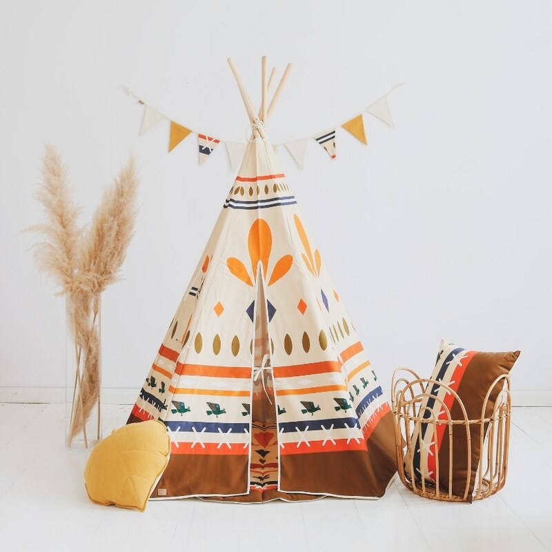 Moi Mili Barevný bavlněný teepee stan Native vibe 170 x 120 cm