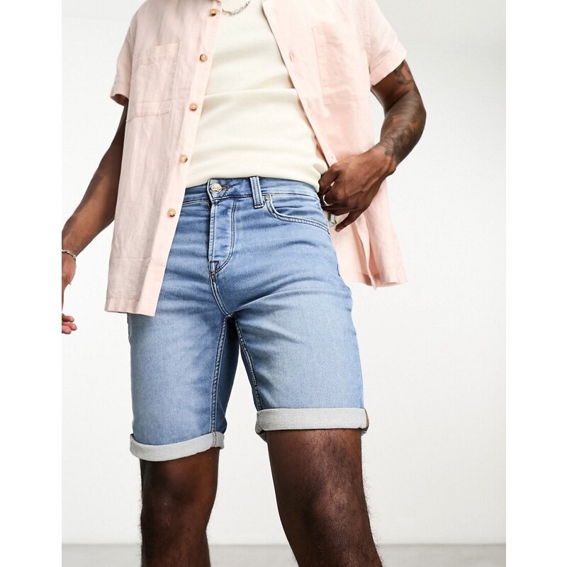 ONLY & SONS denim shorts in mid blue