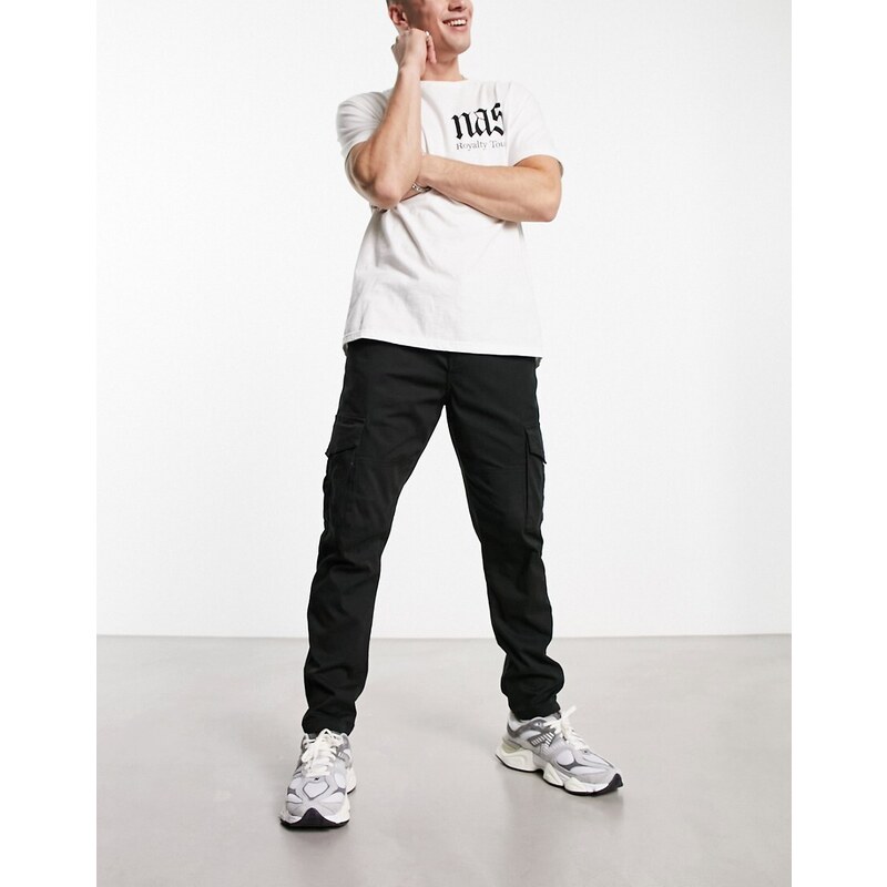 ONLY & SONS slim fit cargo trousers in black
