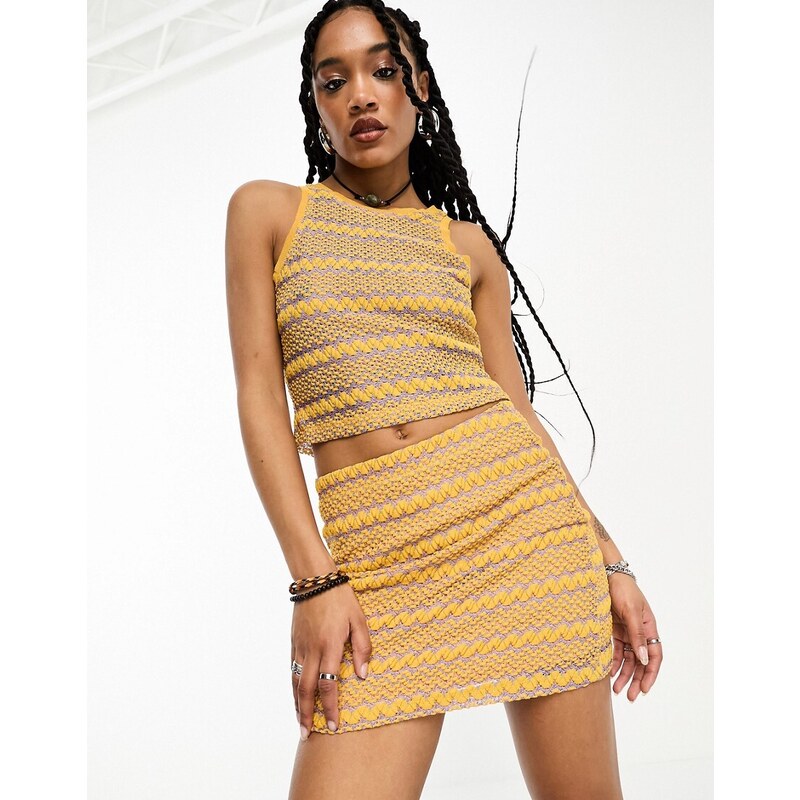ONLY bodycon mini skirt co-ord in yellow zig zag