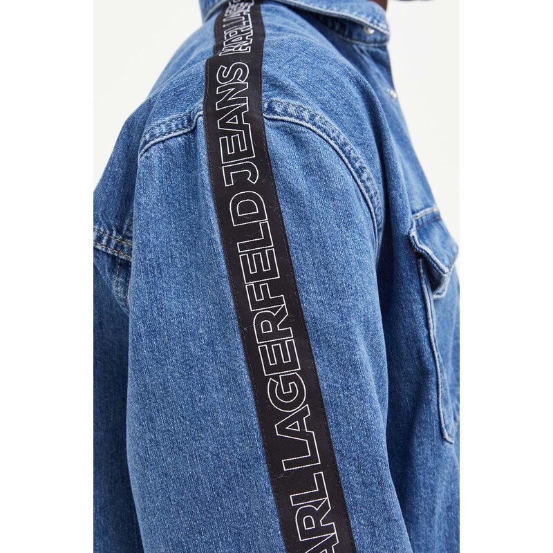 Džínová košile Karl Lagerfeld Jeans pánská, relaxed, s klasickým límcem