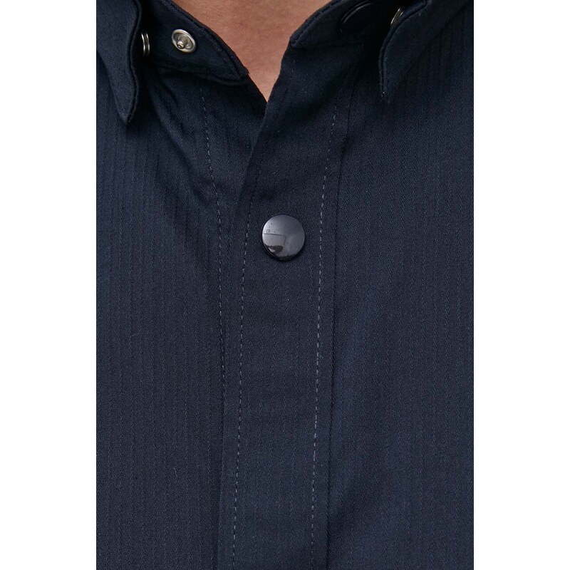 Košile Armani Exchange pánská, tmavomodrá barva, slim, s límečkem button-down