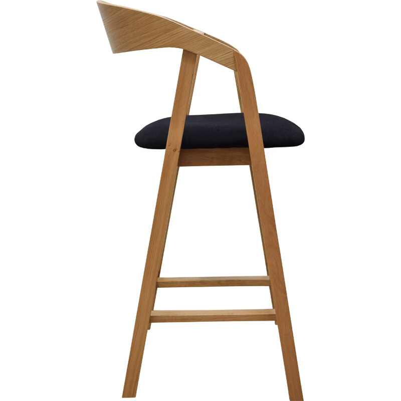 FormWood Dubová barová židle Henry 63,5 cm s černým sedákem