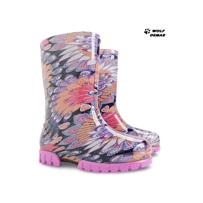 Dětské holinky DEMAR TWISTER PRINT M paví pero 20/21