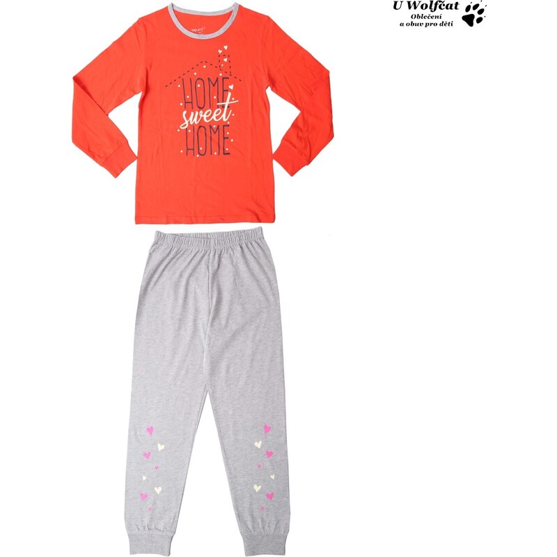 Dívčí pyžamo WOLF S2153D oranžová + šedá