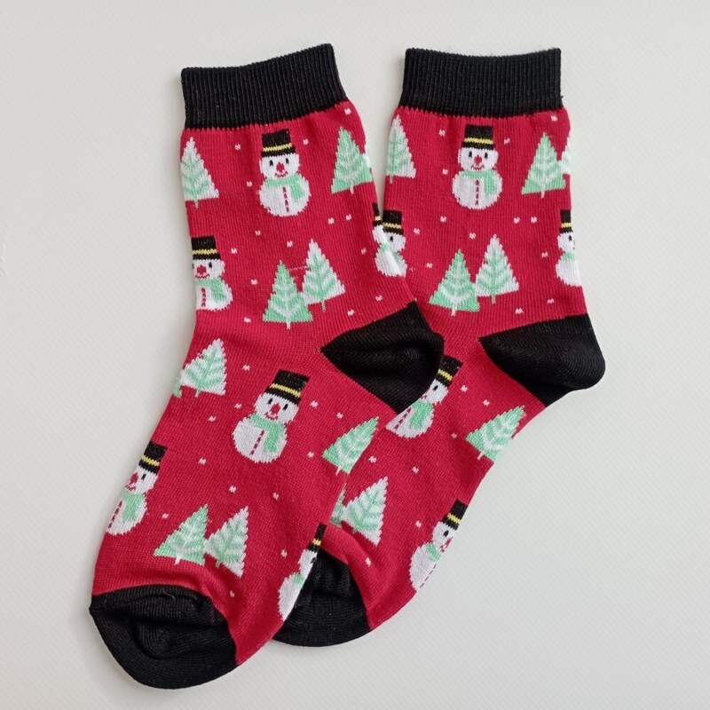 Dívčí vánoční ponožky TREPON Sněhulák, červené