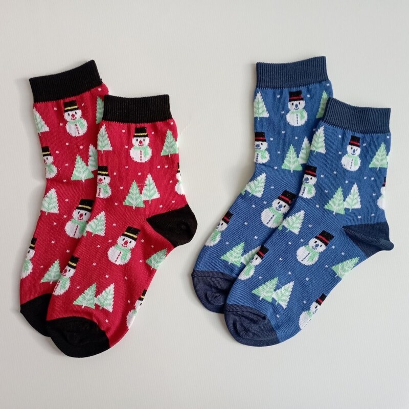 Dívčí vánoční ponožky TREPON Sněhulák, červené