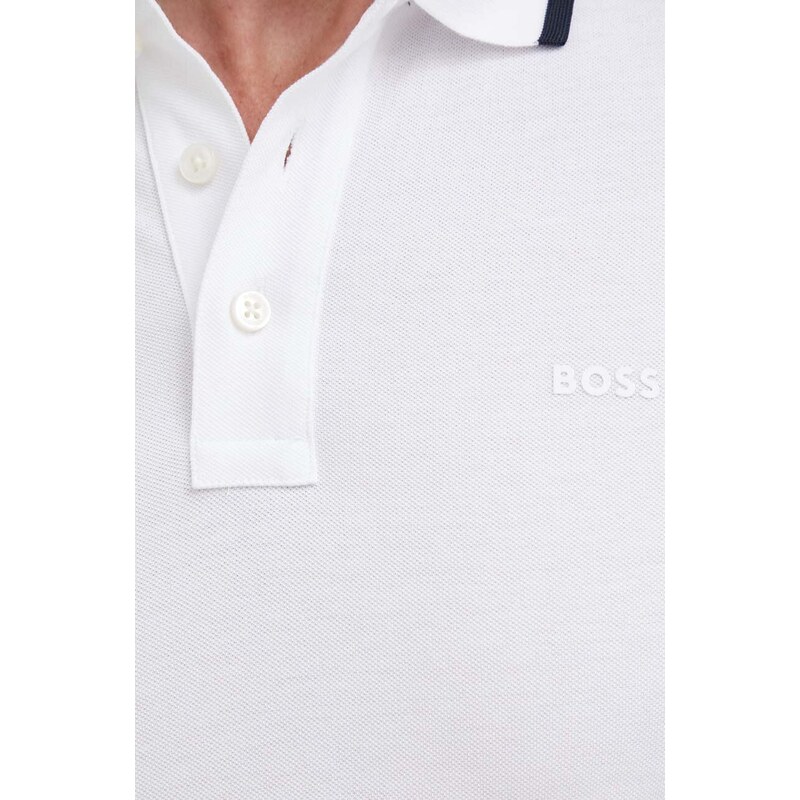 Bavlněné polo tričko BOSS bílá barva