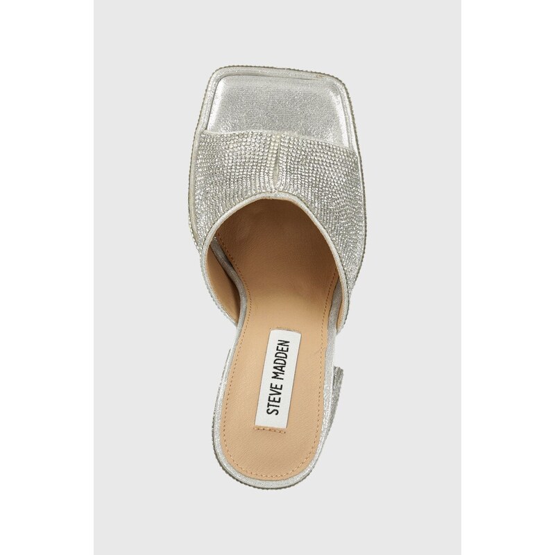 Pantofle Steve Madden Trixie-R dámské, stříbrná barva, na podpatku, SM11002263