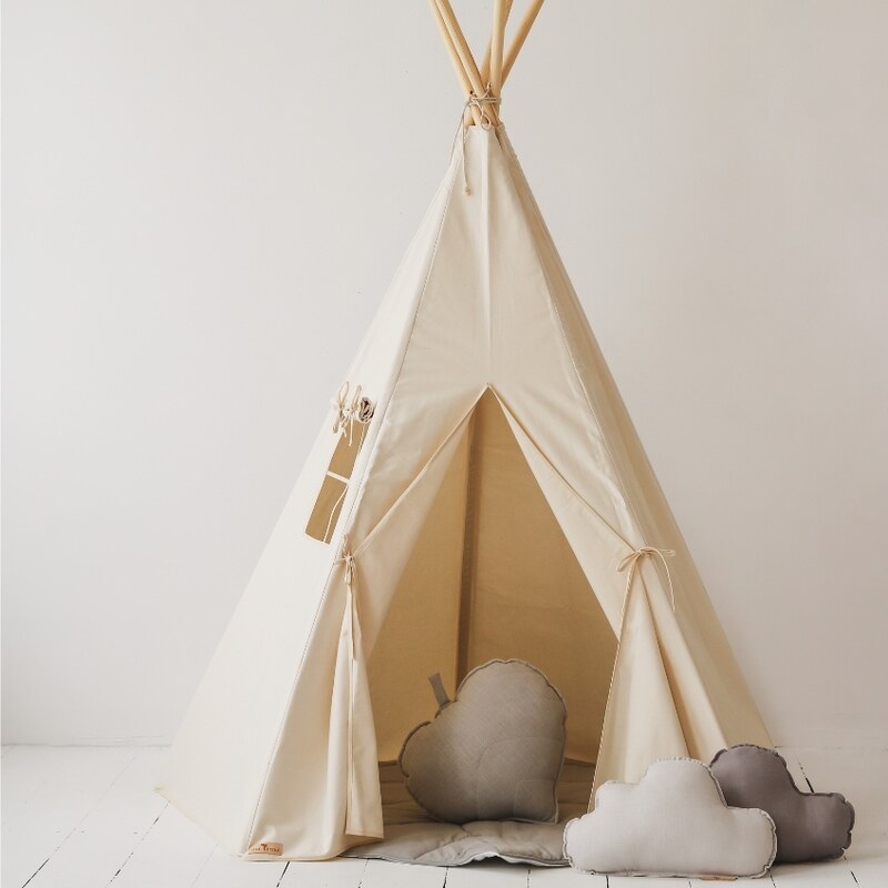 Moi Mili Béžový bavlněný teepee stan Navajo 170 x 130 cm