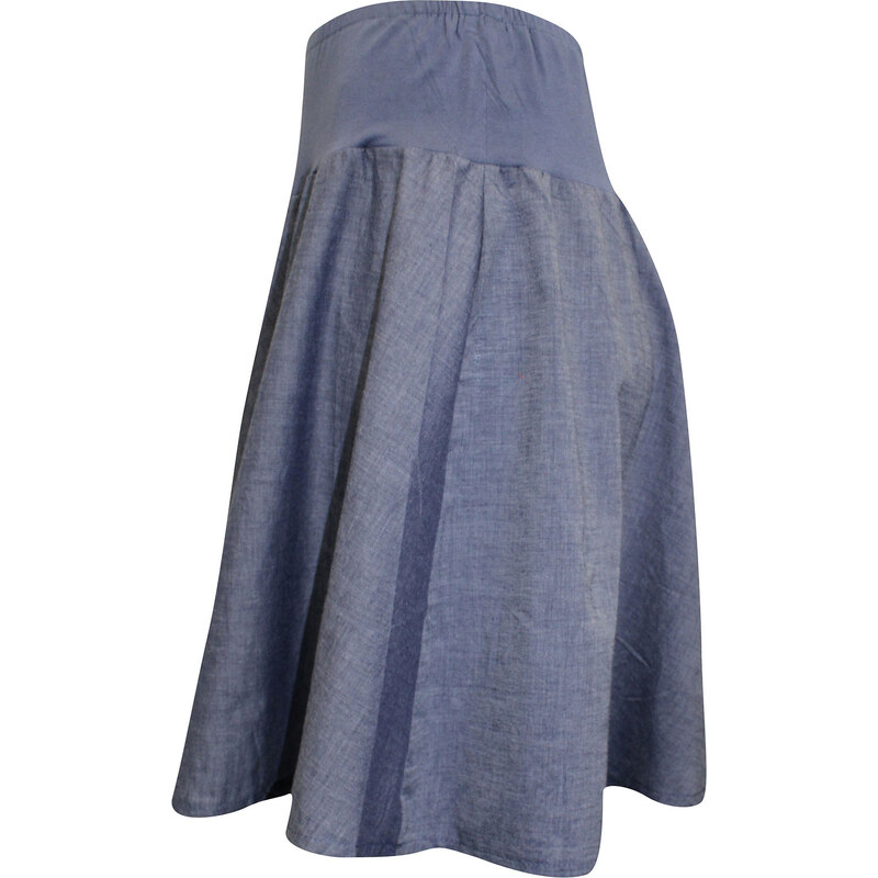 Dámská modrá plátěná sukně s širokým pasem A1963