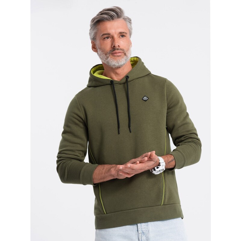 Ombre Men's hoodie with zippered pocket - olive