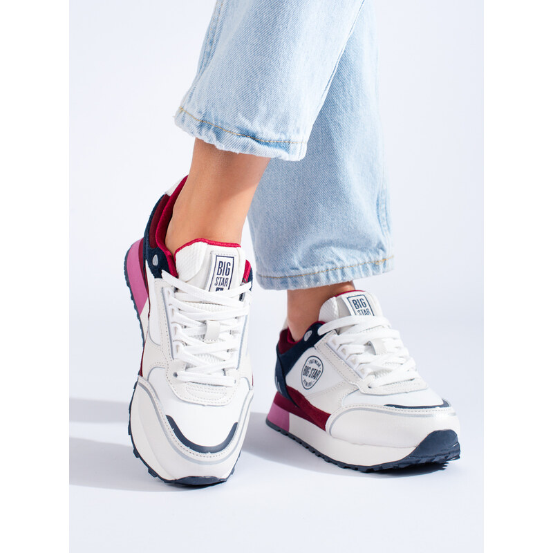 BIG STAR SHOES Women's White Platform Sneakers LL274369 BIG STAR