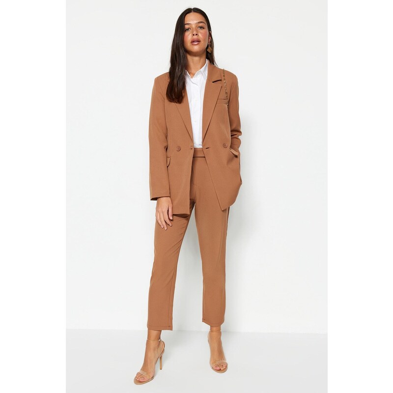 Trendyol Camel Blazer Jacket-Pants Woven Bottom-Top Suit