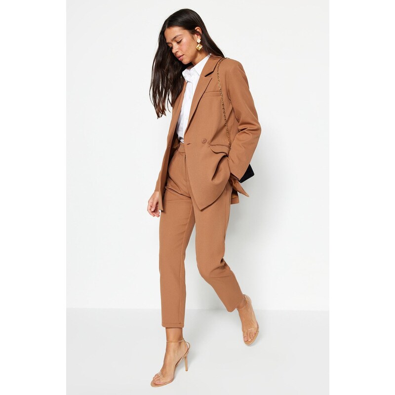 Trendyol Camel Blazer Jacket-Pants Woven Bottom-Top Suit