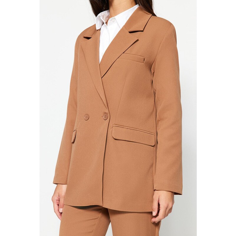 Trendyol Camel Blazer Jacket-Pants Woven Bottom-Top Suit