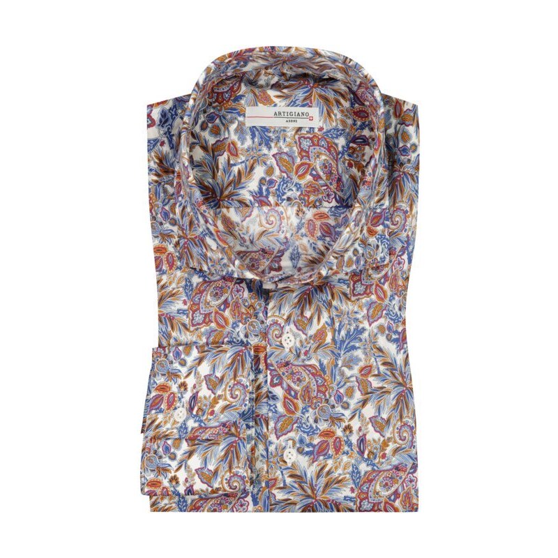 Artigiano, bavlněná košile s celoplošným květinovým vzorem vícebarevné