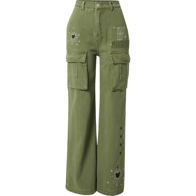 Nasty Gal Kapsáče khaki / černá / bílá