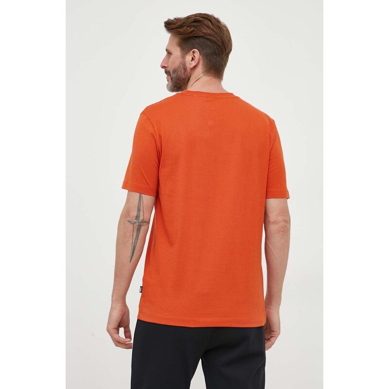 Bavlněné tričko BOSS oranžová barva, s potiskem
