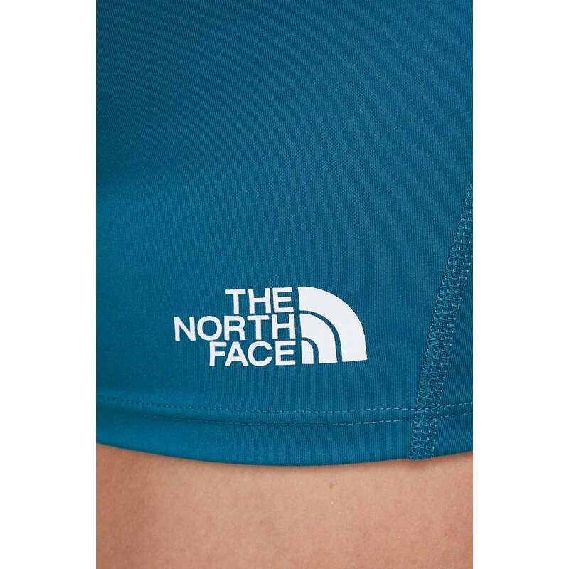 Sportovní šortky The North Face dámské, tyrkysová barva, s aplikací, high waist