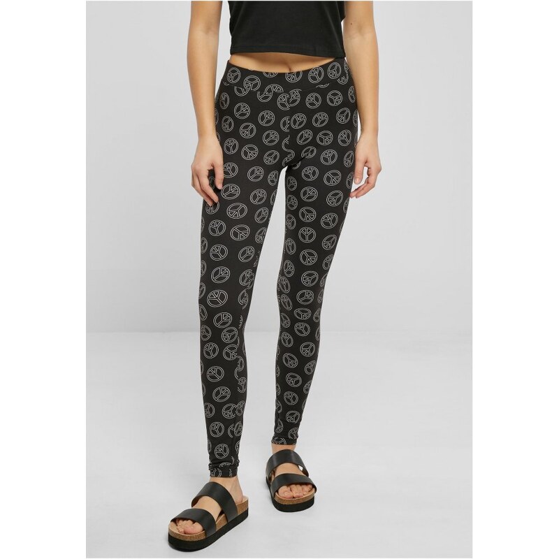 URBAN CLASSICS Ladies Soft AOP Leggings - blackpeace