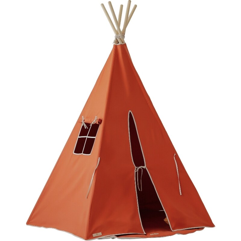Moi Mili Tmavě oranžový bavlněný teepee stan s podložkou Navajo 170 x 130 cm