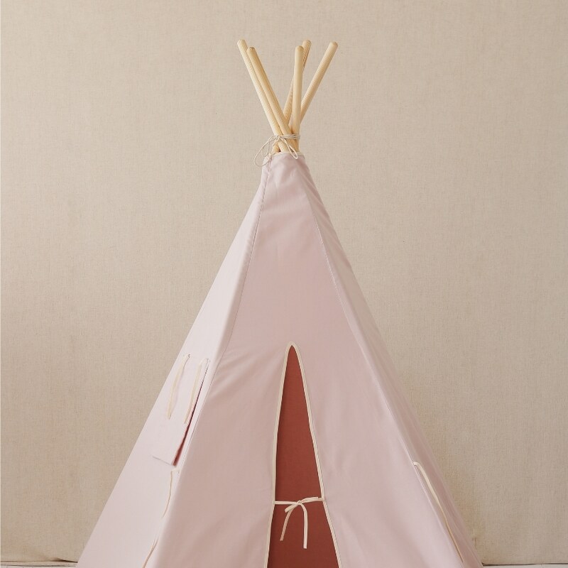 Moi Mili Růžový bavlněný teepee stan s podložkou Navajo 170 x 130 cm