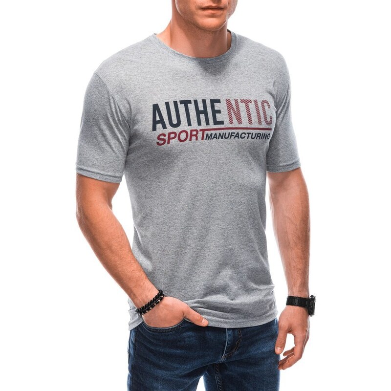 Buďchlap Autentické šedé tričko s nápisem S1869