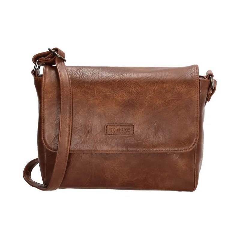 Beagles Tmavě hnědá kožená crossbody kabelka Dunas