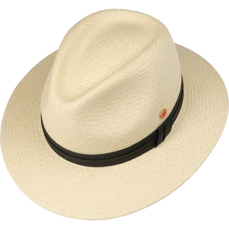 Exkluzivní panamský klobouk - Fedora s černou stuhou - ručně pletený, UV faktor 80 - Mayser Gero