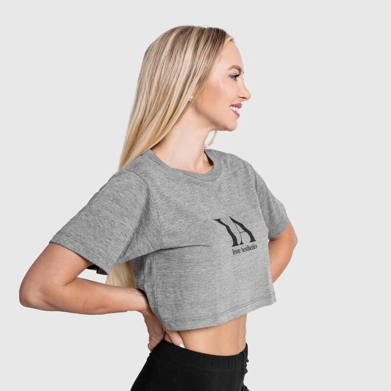 Dámské sportovní tričko Iron Aesthetics Crop Top, šedé