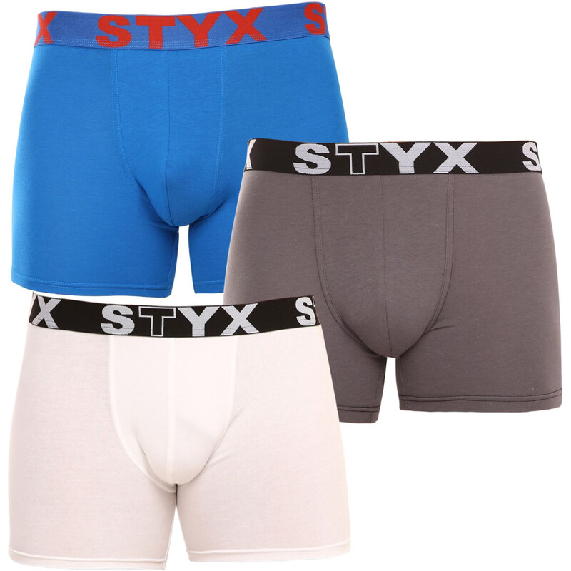 3PACK pánské boxerky Styx long sportovní guma vícebarevné (3U10137)