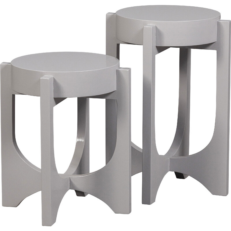 Hoorns Světle šedý dřevěný odkládací stolek Upco II. 35 cm