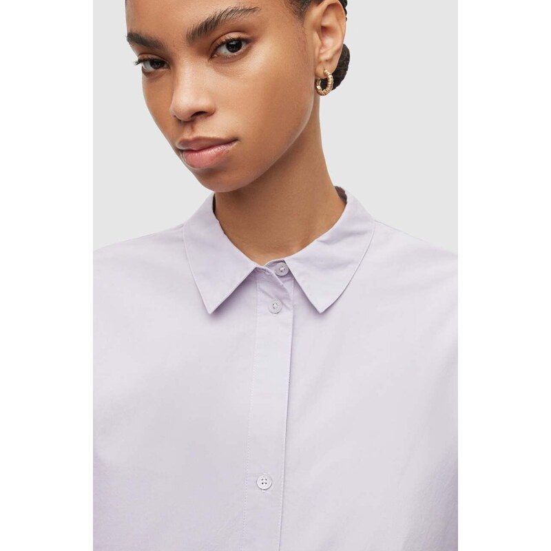 Košile AllSaints Sasha fialová barva, relaxed, s klasickým límcem