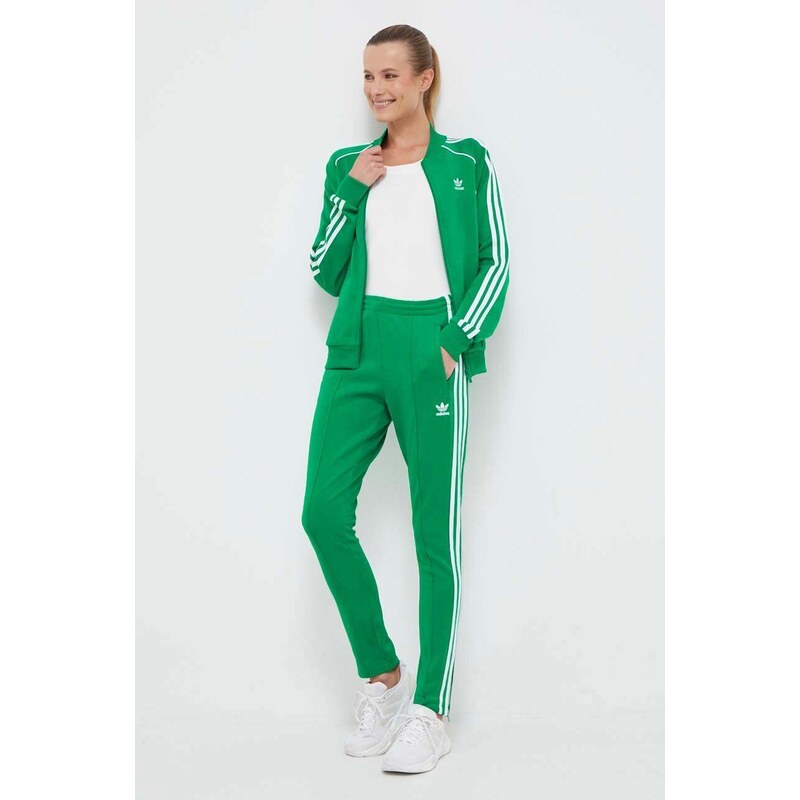 Mikina adidas Originals dámská, zelená barva, s aplikací, IK4030