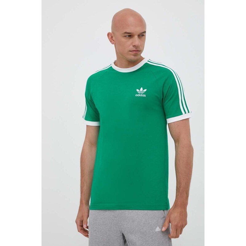 Bavlněné tričko adidas Originals zelená barva, s potiskem, IM0410